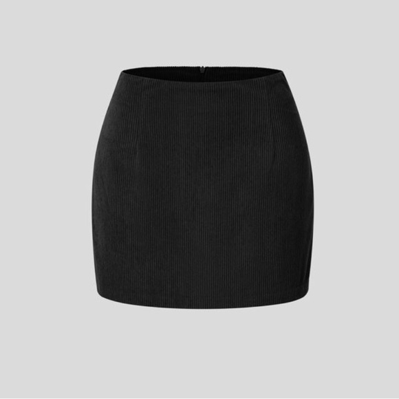 High Waisted Invisible Zipper 2-in-1 A Line Mini Corduroy Casual Skirt - Picture 7 of 9